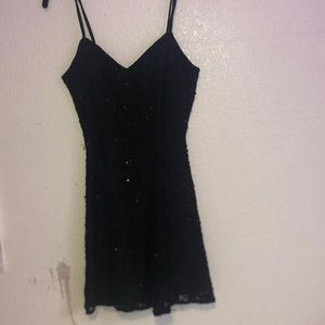 Black Spaghetti Strap Sequence Dress